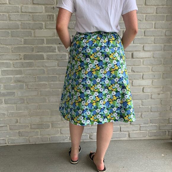 1901 Floral Midi Skirt Blues Green Gold Floral Small NWT - Picture 2 of 6